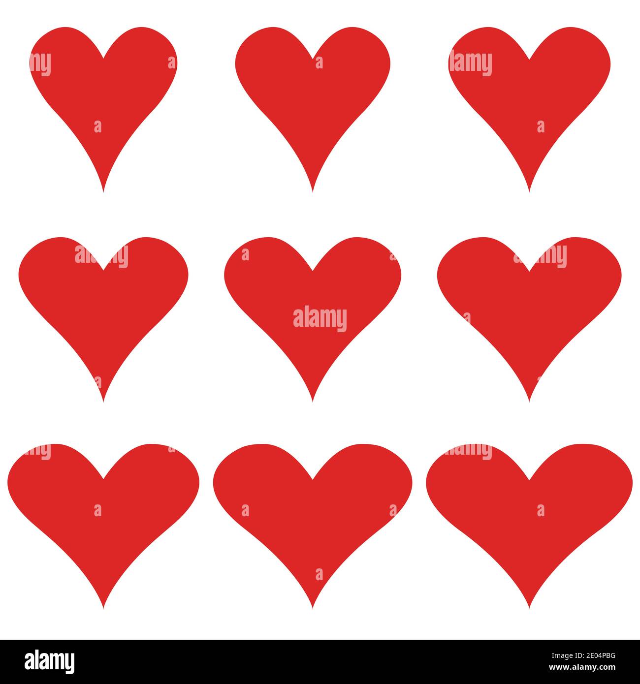 Setzen Sie Herzen von eleganter Form, Vektor-Herz Symbol der Liebe am Valentinstag, valentine Geschenk am Valentinstag Stock Vektor
