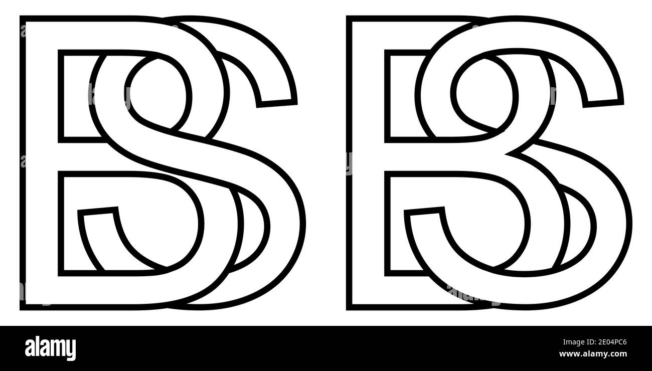 Logo Zeichen bs SB Symbol Zeichen zwei Zeilensprungbuchstaben b, s Vektor Logo bs, SB erste Großbuchstaben Muster Alphabet b, s Stock Vektor