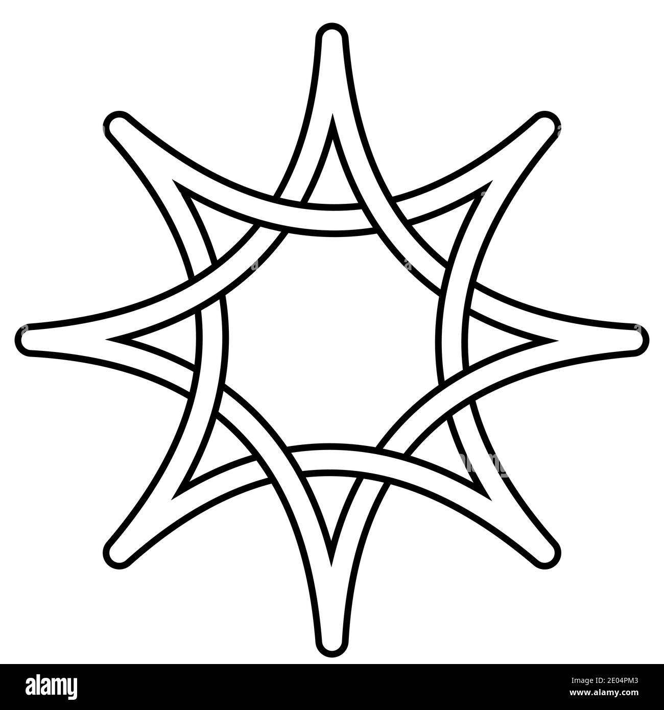 Keltischer Knotenstern, der Strahlen verflochten, Vektorstern, Symbol der Hoffnung und des Lichts, intelligenter Gedanke, Zeichenweisheit Stock Vektor