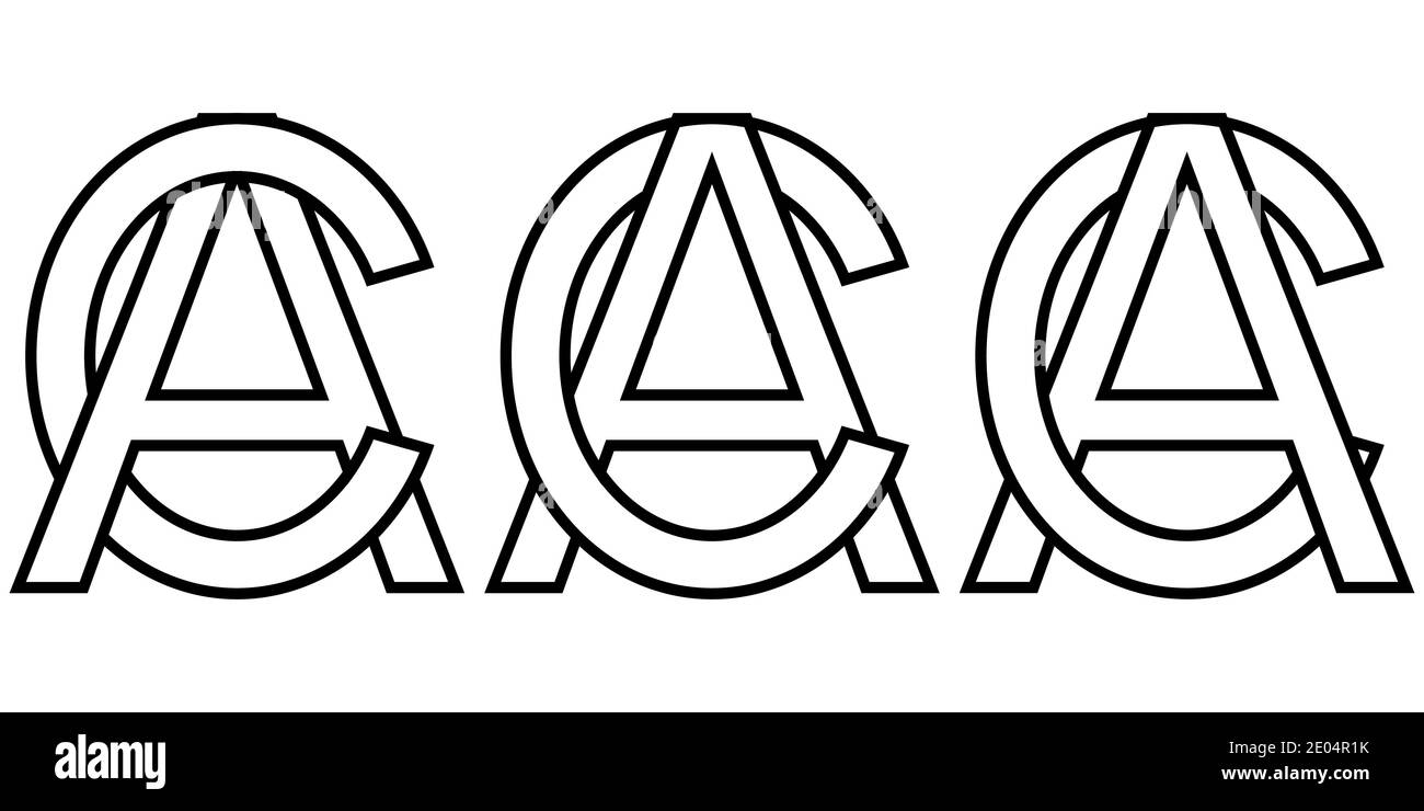 Logo Zeichen ac ca Symbol Zeichen zwei Zeilensprungbuchstaben c und ein Vektor-Logo ca, ac erste Großbuchstaben Muster Alphabet a, c Stock Vektor