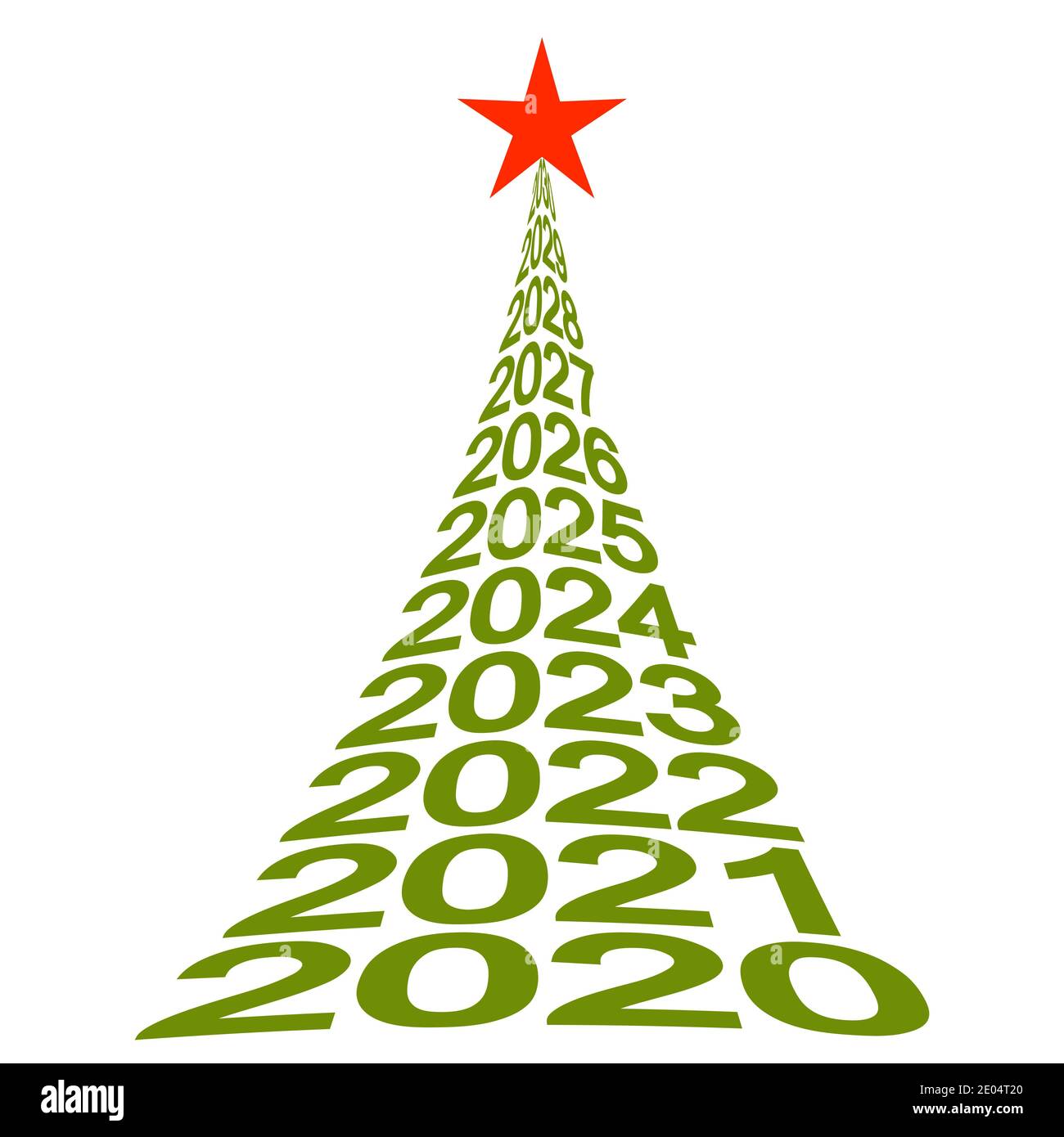 Neujahr Baumnummern 2020, Vektor-Weihnachtsbaum Symbol für neues Leben, Wohlbefinden und eine schöne Zukunft Stock Vektor