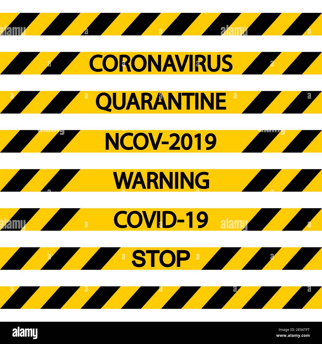 Nahtlose Fechten Band Quarantäne Coronavirus Vektor Warnung Band Fechten Grippe, schwarz und gelb diagonalen Streifen, stoppen ncov, covid Quarantäne Stock Vektor