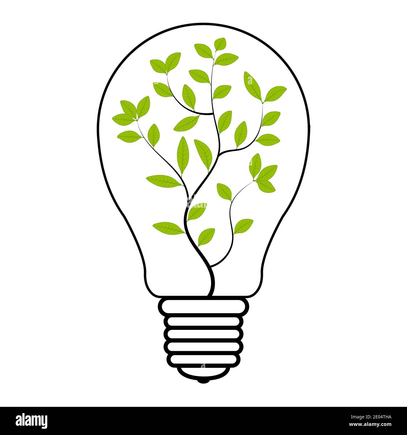 Glühbirne Baum Pflanze im Inneren, Vektor-Glühbirne mit grünen Pflanze Symbol der Öko-Energieeinsparung und erneuerbare Energie, grüne Strom Zeichen Stock Vektor