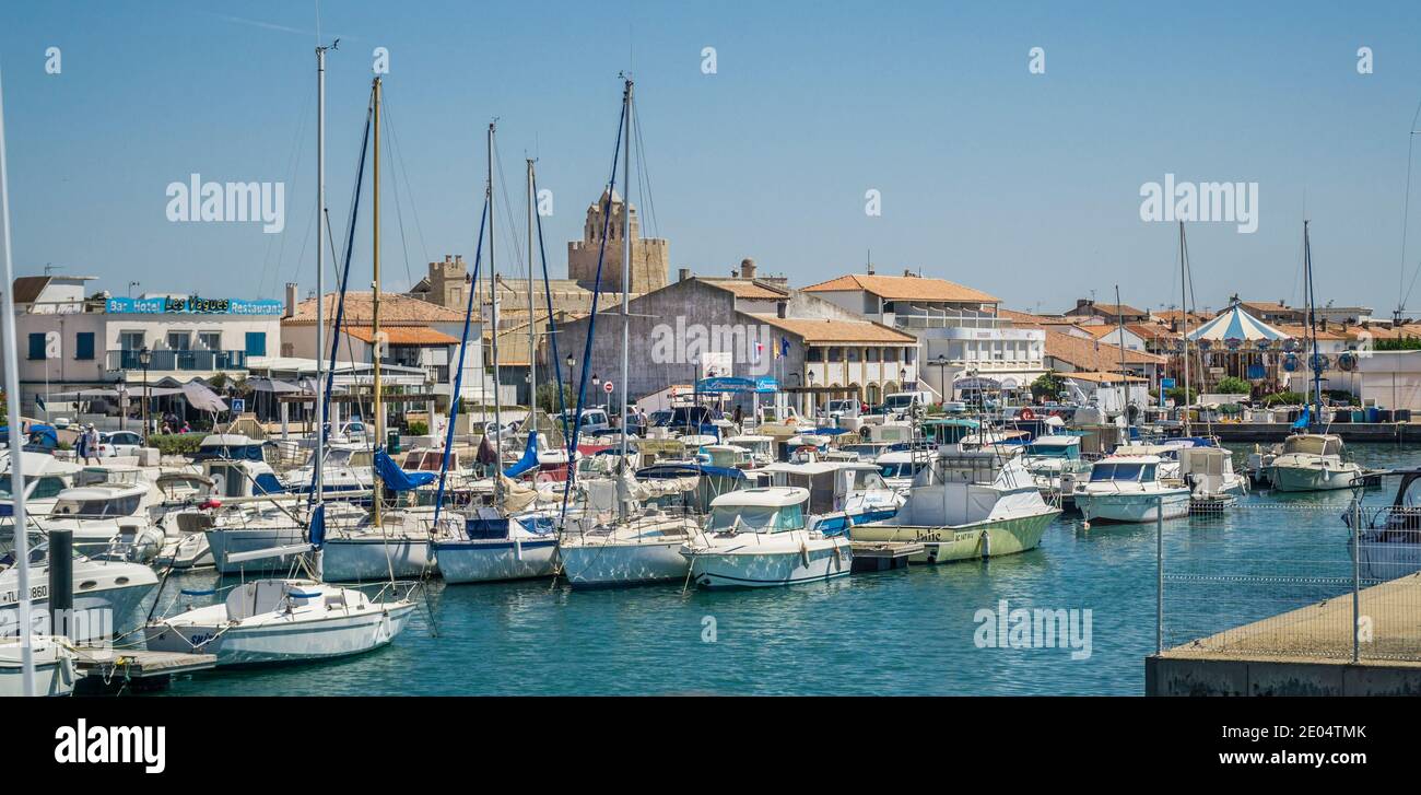 Port Saintes-Maries-de-la-Mer, Camargue, Département Bouches-du-Rhône, Südfrankreich Stockfoto