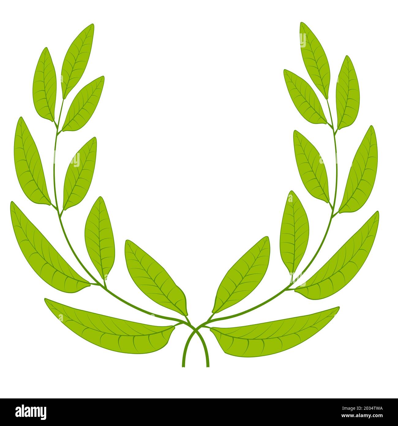 Lorbeerkranz grüne Blätter Symbol Symbol für Ruhm, Sieg oder Frieden, Vektor Lorbeerkranz Zeichen für Sieg und Triumph Stock Vektor