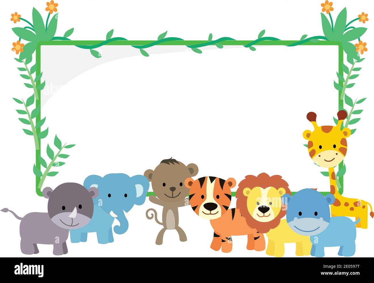 Zoo Tiere mit Bambus Zeichen Stock Illustration Stock Vektor