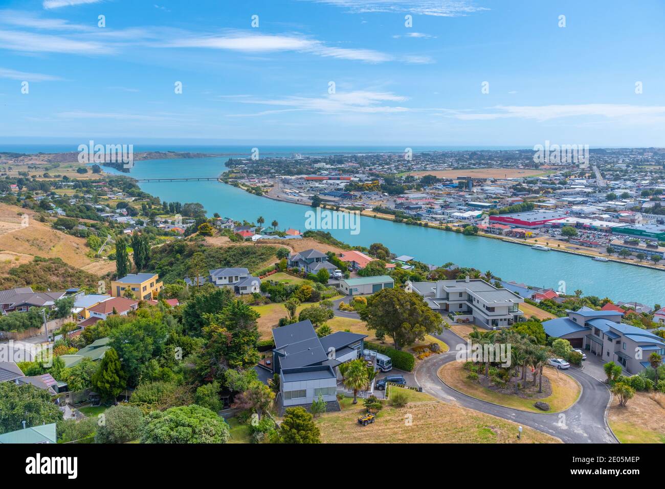 WHANGANUI, NEUSEELAND, 13. FEBRUAR 2020: Luftaufnahme von Whanganui, Neuseeland Stockfoto