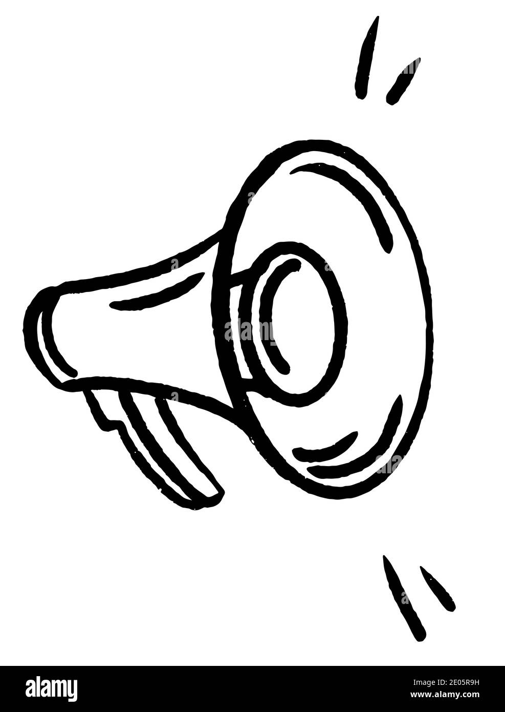Megaphon Doodle handgezeichnete Kreide Linie Symbol. Skizzenvektordarstellung Stock Vektor