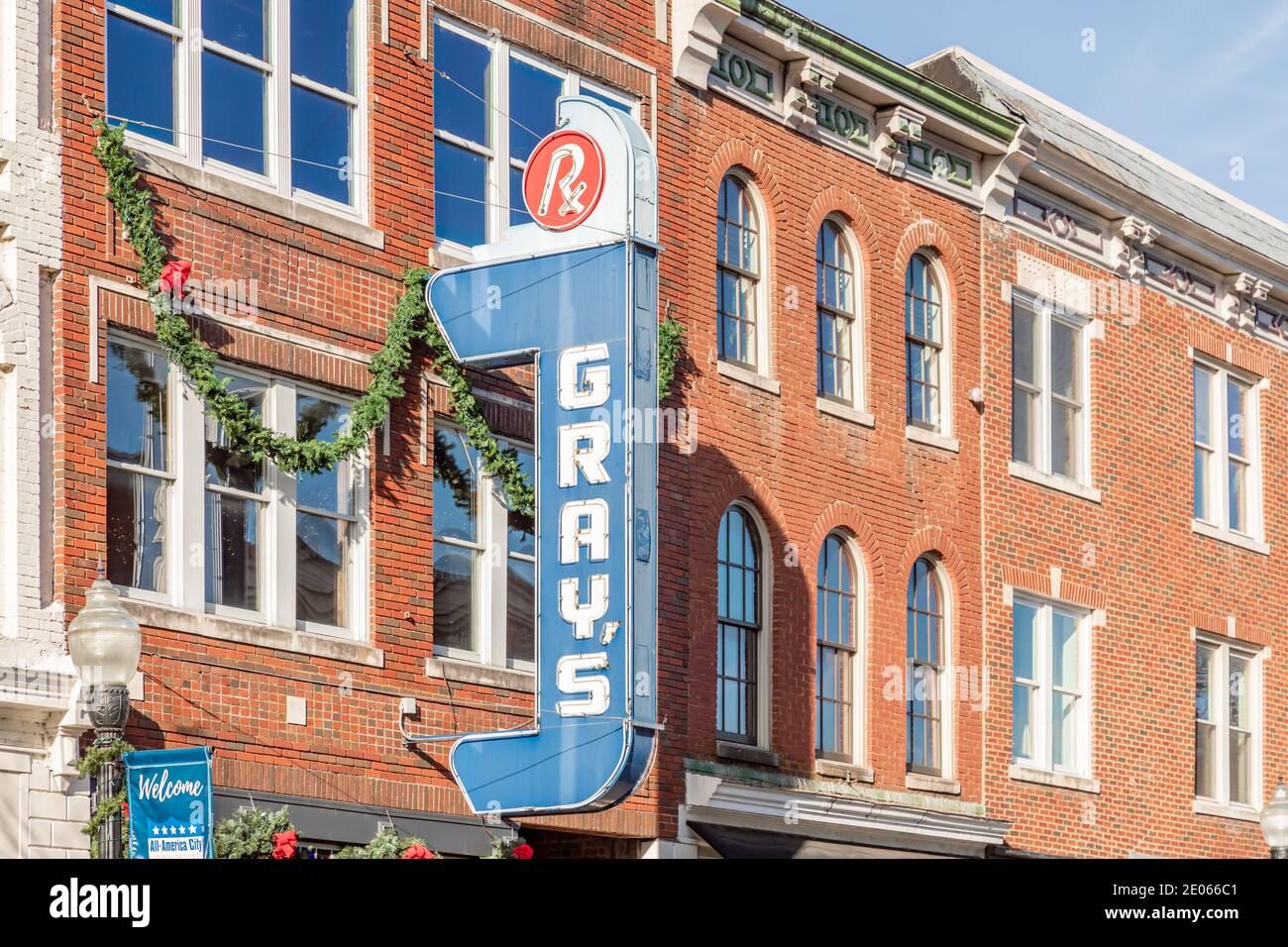 Abschnitt der Main Street, Franklin, Tennessee Stockfoto