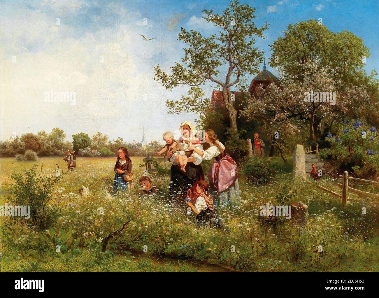 Eduard Leonhardi - Eine Frühlingslandschaft (1858). Stockfoto