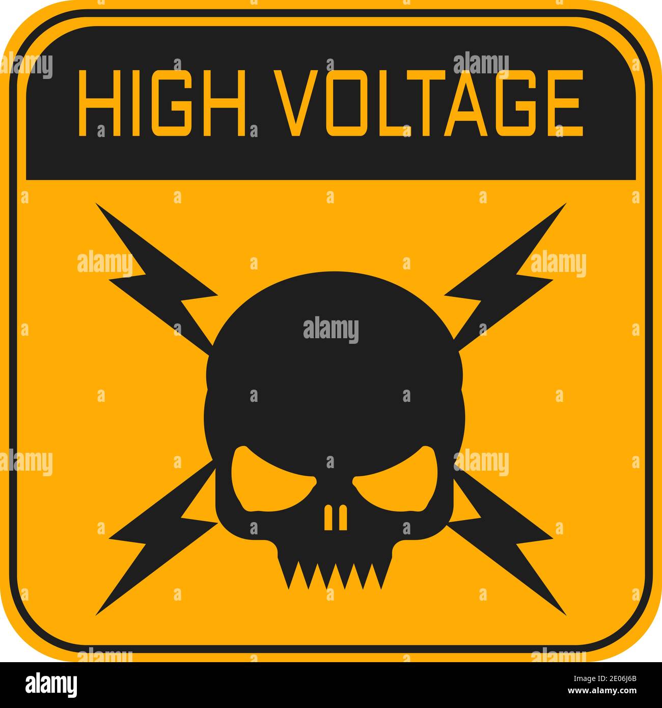 Hochspannungsschild. Flacher Style. Isoliert auf weißem Hintergrund. Stock Vektor