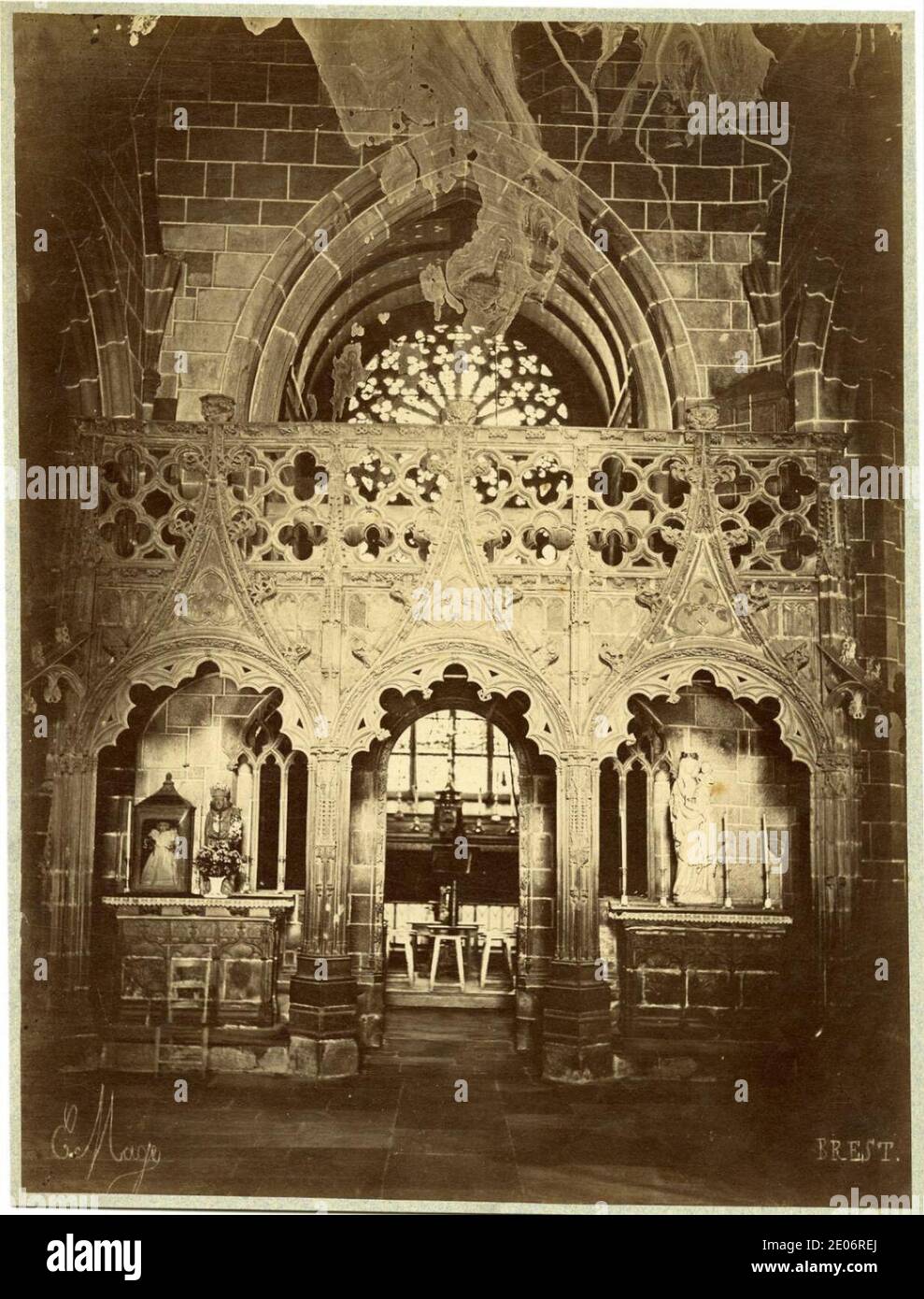 Le Folgoët (29) Basilique Notre-Dame - Jubé. Stockfoto