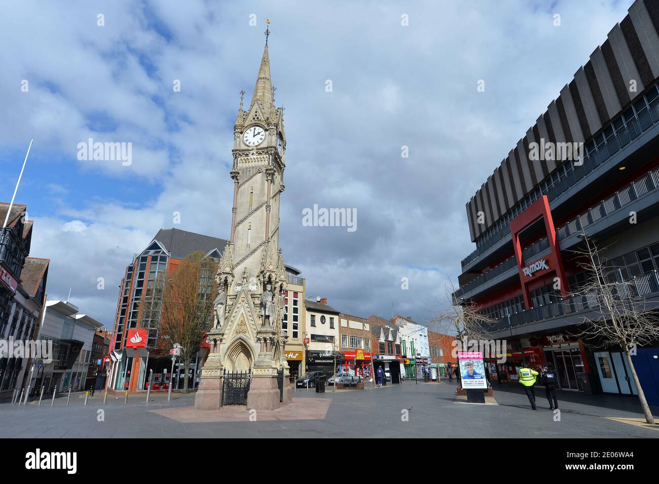 Leicester City Centre während der ersten Coronavirus-Sperre Stockfoto