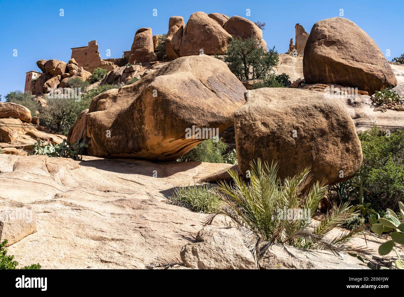 Tafraoute, Anti-Atlas, Marokko. Februar 2020. Tolle Felslandschaft bei Tafraoute am 27. Februar 2020 in Anti-Atlas, Marokko. Stockfoto