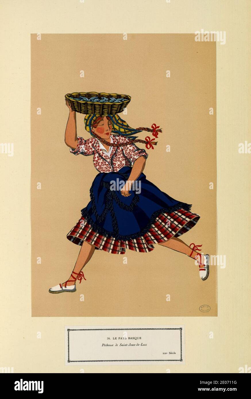 Le Pays Basque - Pêcheuse de St. Jean de Luz - XIXe siècle (Nr. 34) - Fonds Ancely - B315556101 A GARDILANNE 001. Stockfoto