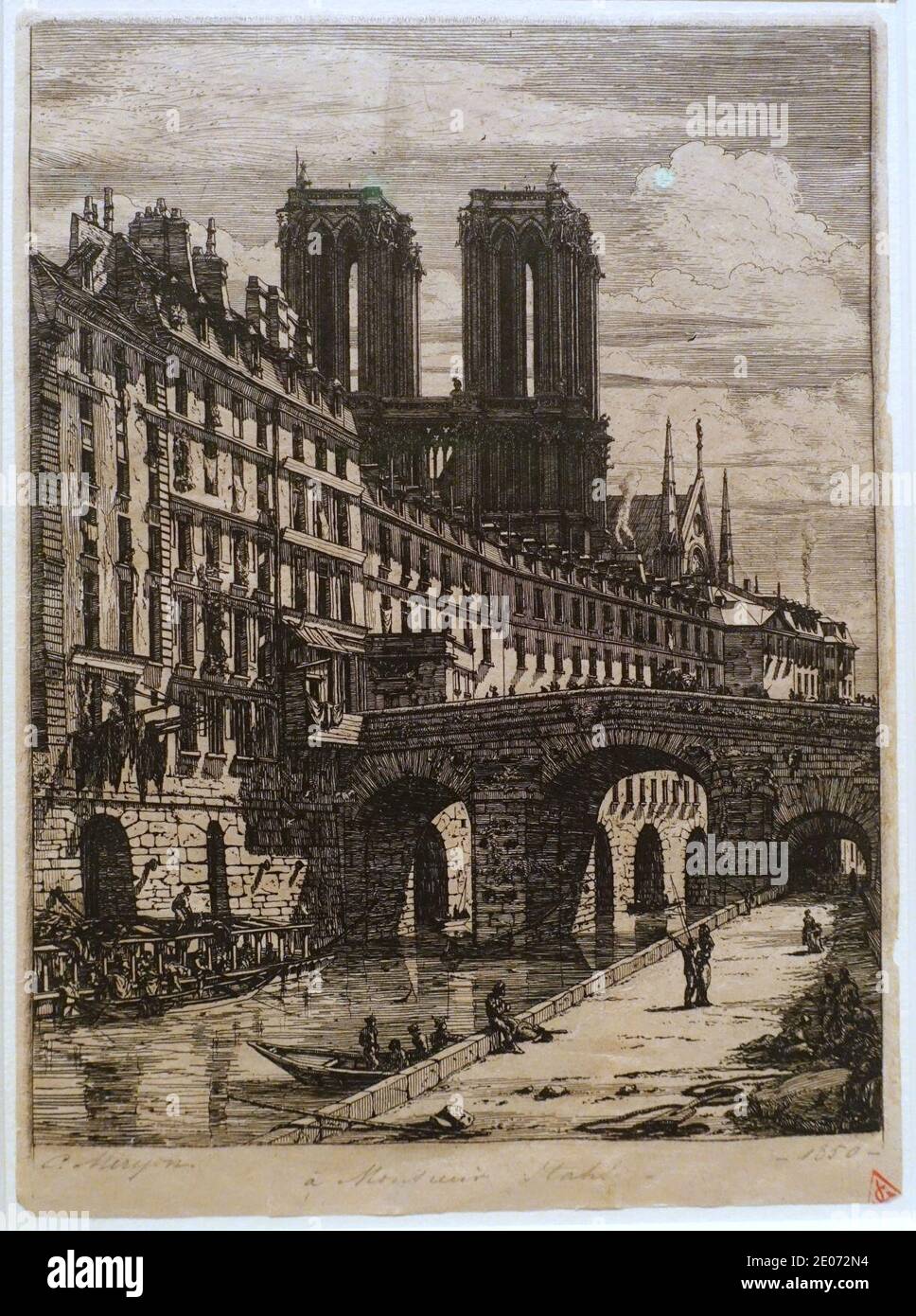 Le Petit Pont von Charles Méryon, 1850, Radierung Stockfoto