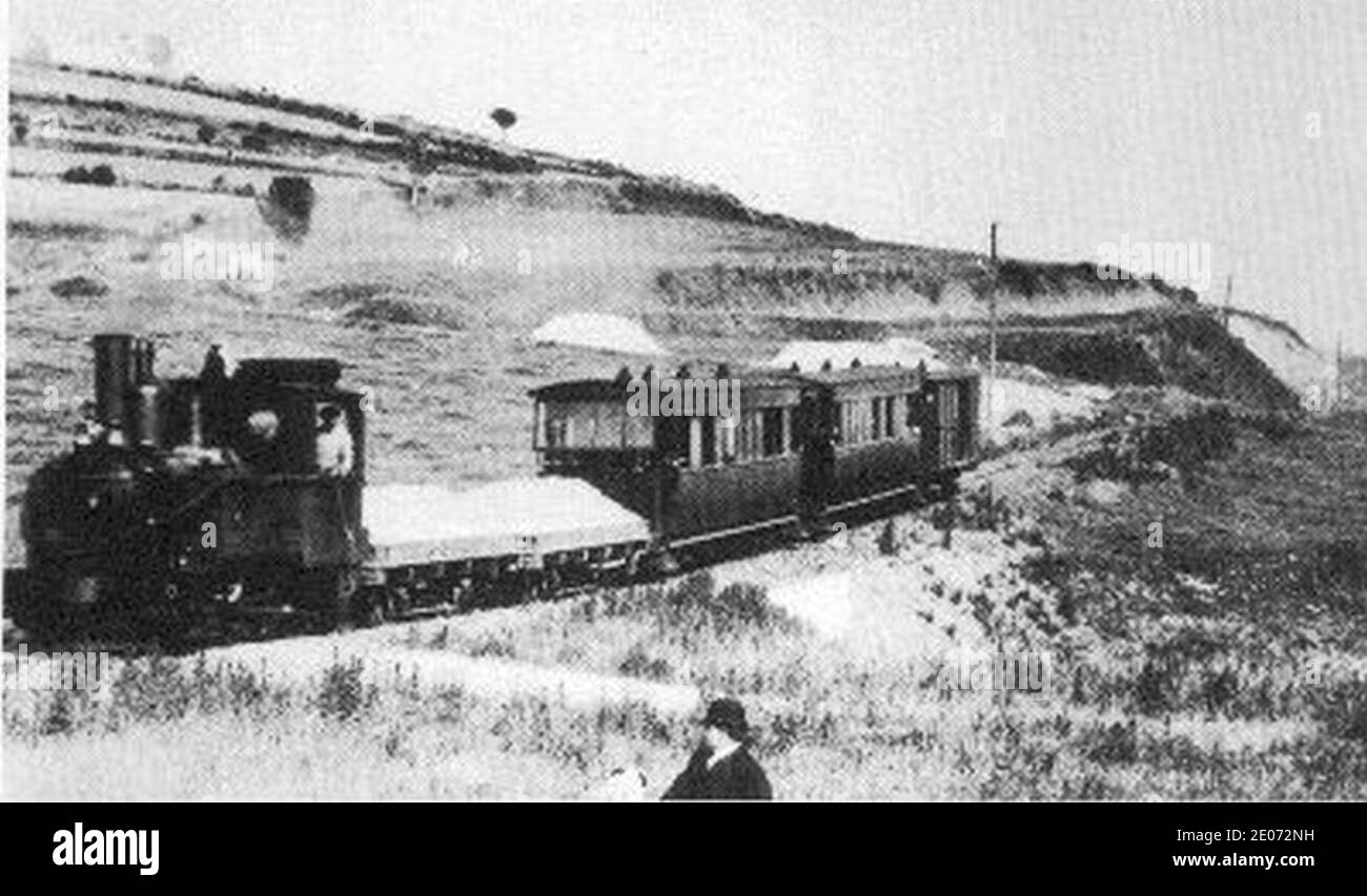 Le Petit train qui reliait Coutances à Granville et que les habitants appelaient le Tram ou le Decauville (1909-1931). Stockfoto