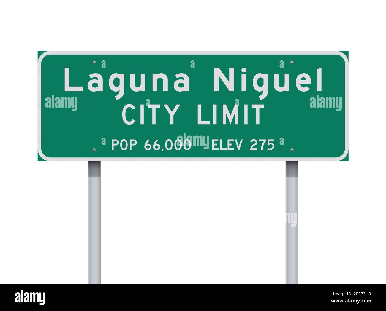 Vektordarstellung der Laguna Niguel City Limit grüne Straße melden Sie sich an Metallstiften an Stock Vektor