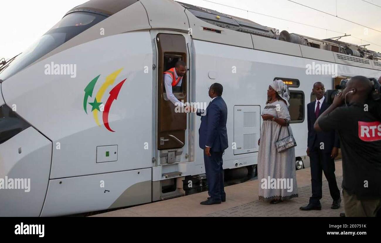 Le Président Macky Sall après le 1er trajet du TER à la gare de Dakar, 15. Januar 2019. Stockfoto