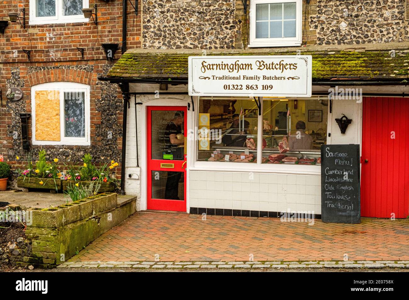 Farningham Butchers, High Street, Farningham, Kent Stockfoto