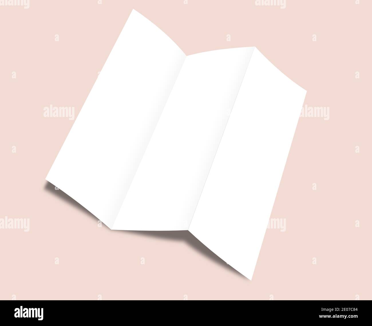 Leeres gefaltetes Blatt Papier vor monochromem Hintergrund Stockfoto