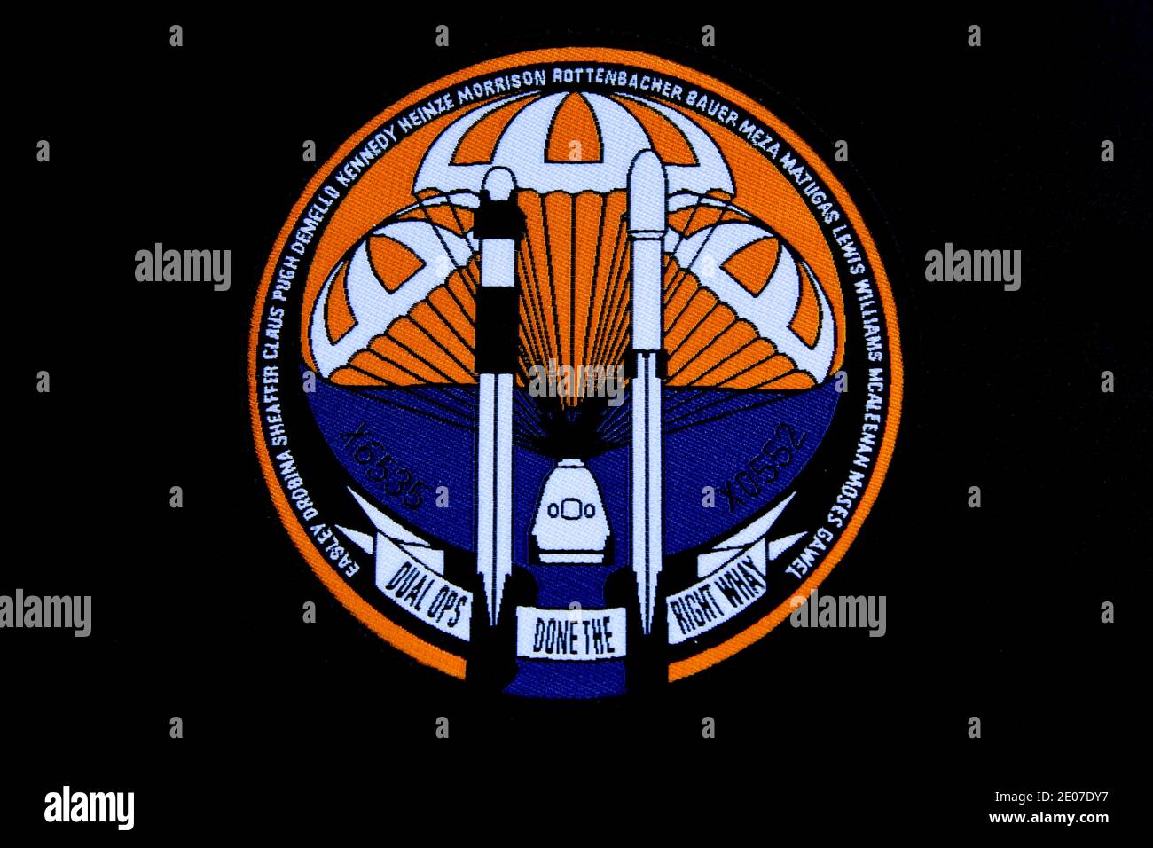 Falcon 9 Dual Mission Crew Patch Stockfoto