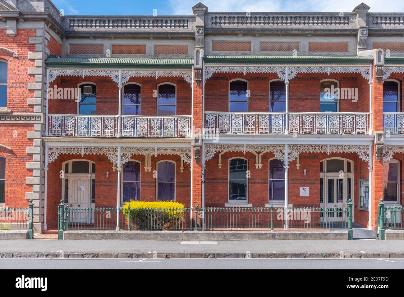 Traditionelle Backsteinhäuser im Zentrum von Launceston, Australien Stockfoto