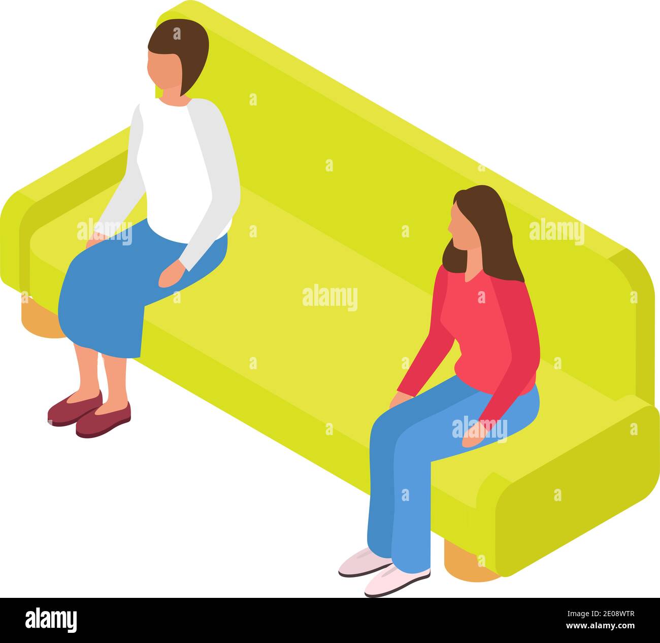 Zwei Personen sitzen auf dem Sofa isometrische Vektor-Illustration Stock Vektor