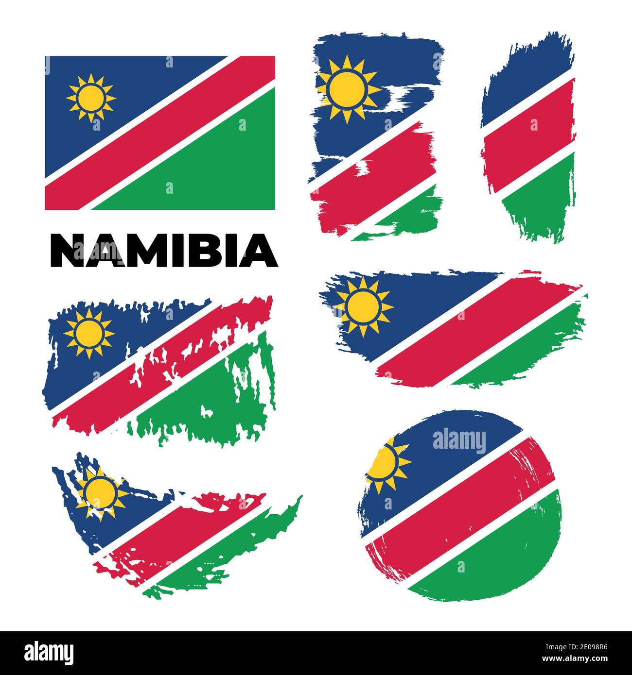 Glücklicher Tag der Unabhängigkeit von Namibia.Pinsel gemalte Grunge Flagge von Namibia Land. Stock Vektor