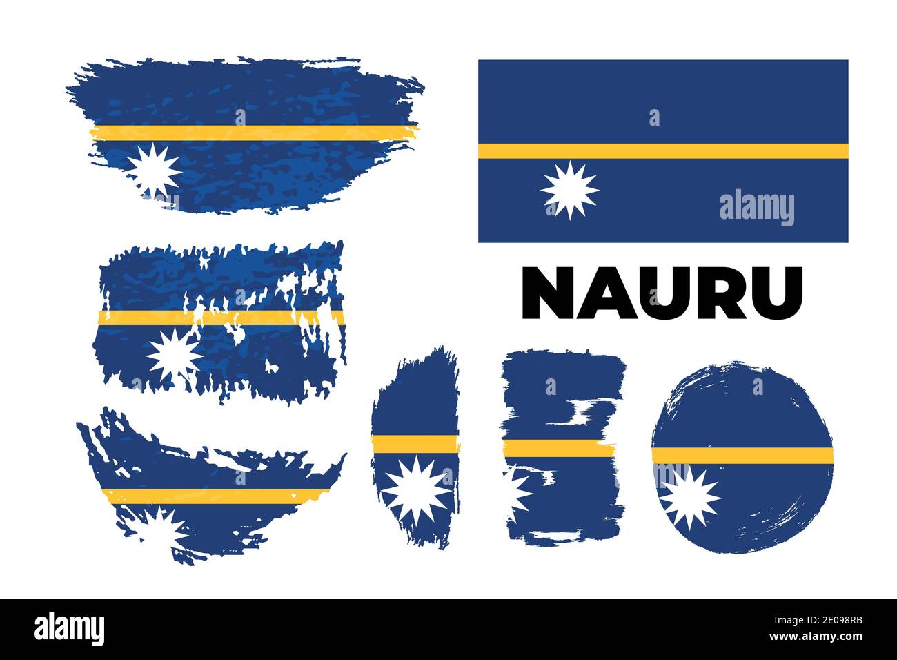 Pinsel gemalte Grunge Flagge von Nauru Land. Unabhängigkeitstag von Nauru. Stock Vektor