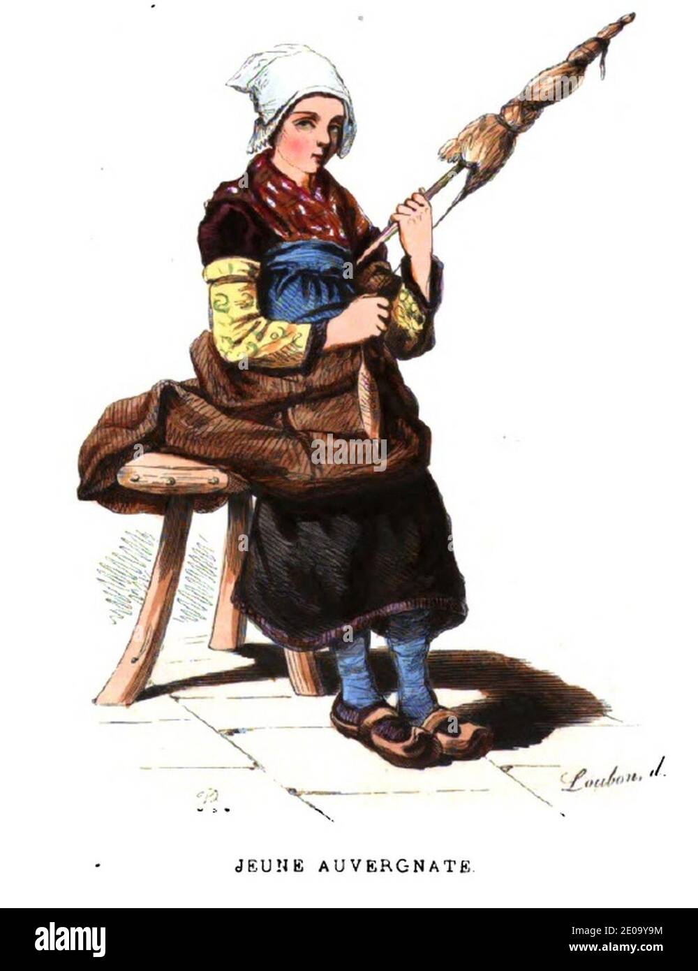 Les Français peints par eux mêmes-Jeune Auvergnate. Stockfoto