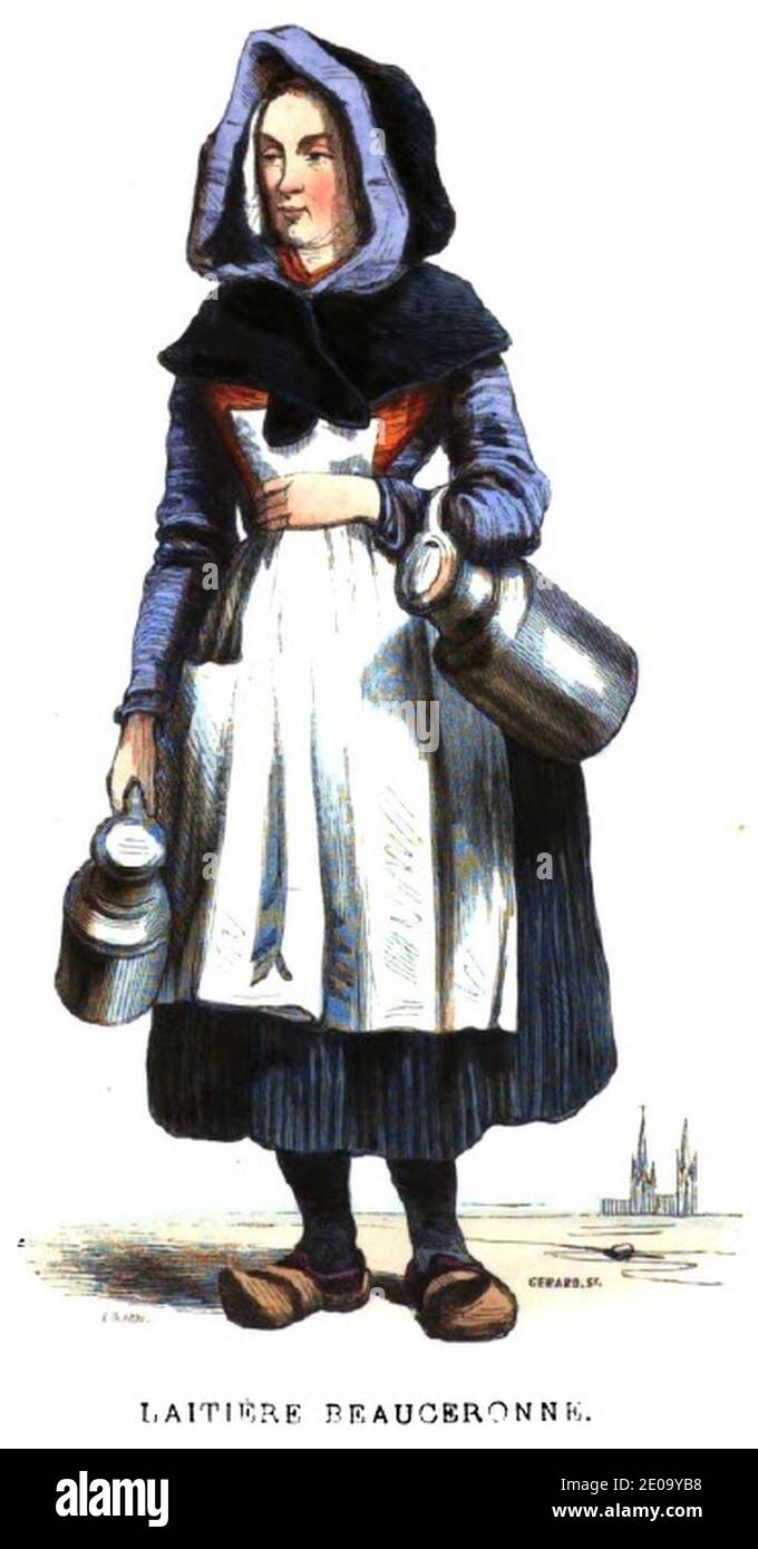 Les Français peints par eux mêmes-Laitiere beauceronne. Stockfoto