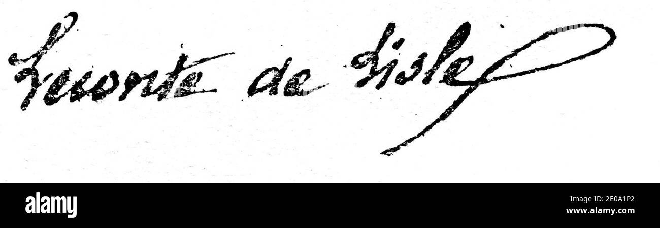 Unterschrift Leconte de Lisle. Stockfoto