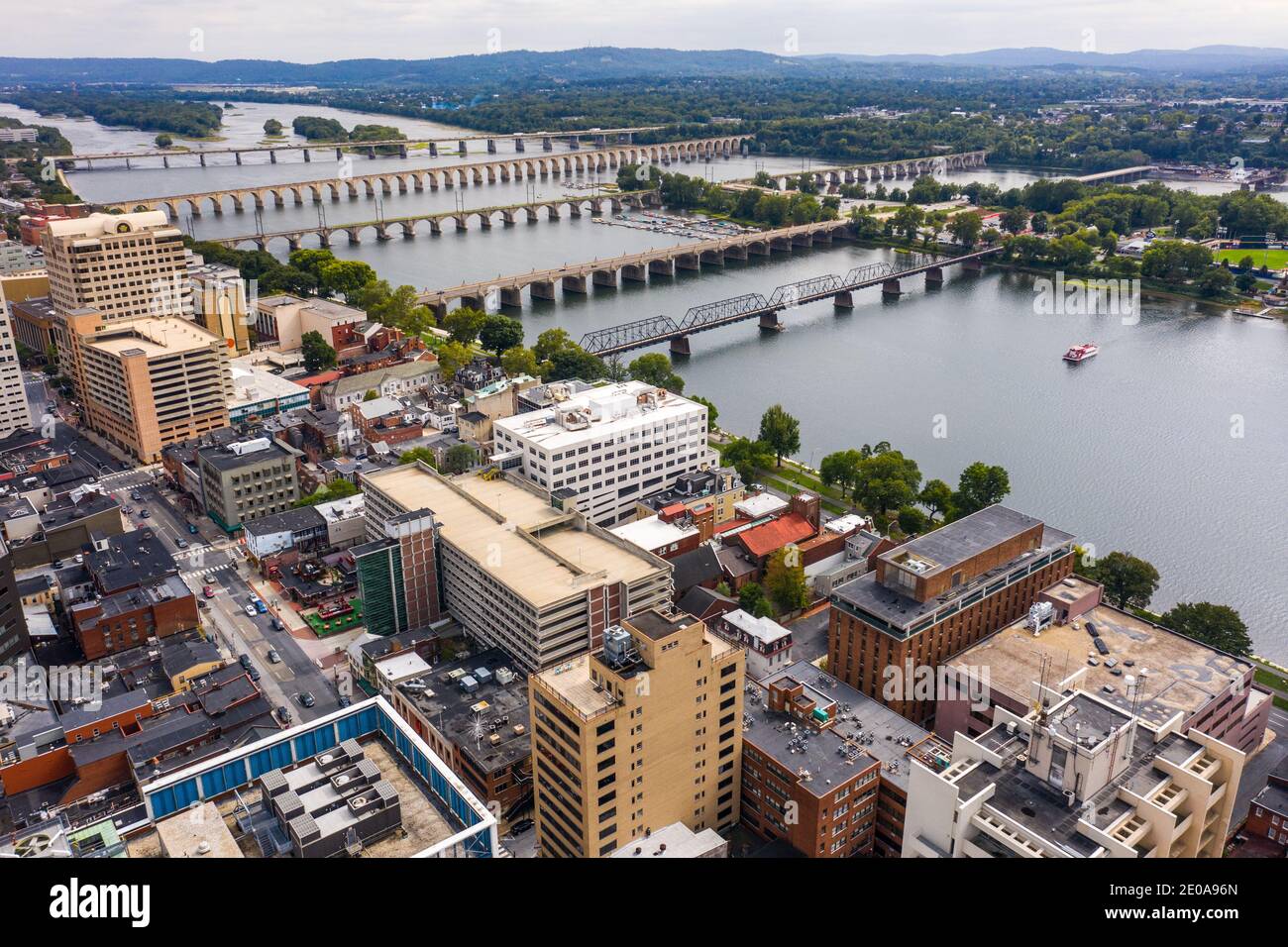 Innenstadt von Harrisburg, Susquehanna River, Pennsylvania, USA Stockfoto