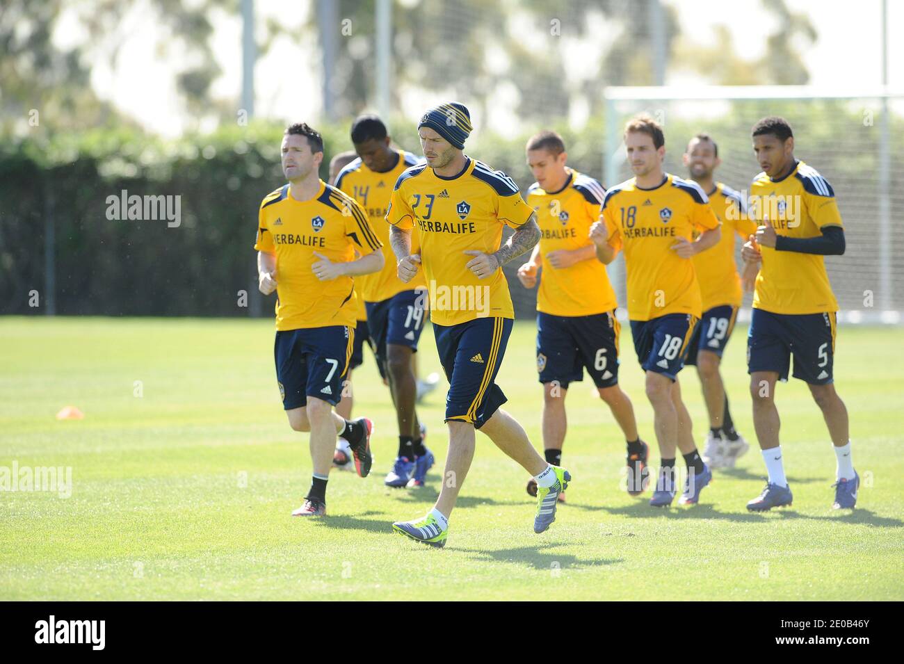 David Beckham während des LA Galaxy Trainings in Los Angeles, CA, USA am 9. März 2012. Foto von Lionel Hahn/ABACAPRESS.COM Stockfoto