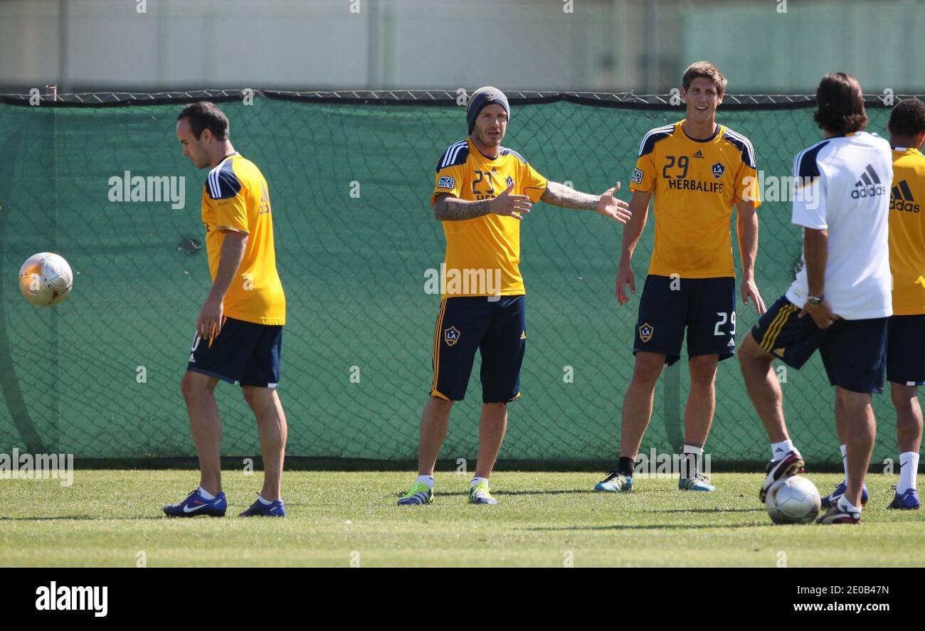 David Beckham während des LA Galaxy Trainings in Los Angeles, CA, USA am 9. März 2012. Foto von Lionel Hahn/ABACAPRESS.COM Stockfoto