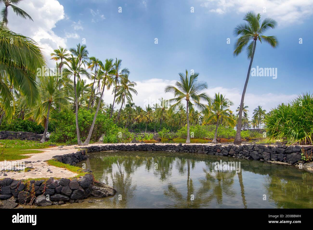 Fischteich, Pu'uhonua O Hōnaunau National Historical Park. Big Island Hawaii Stockfoto