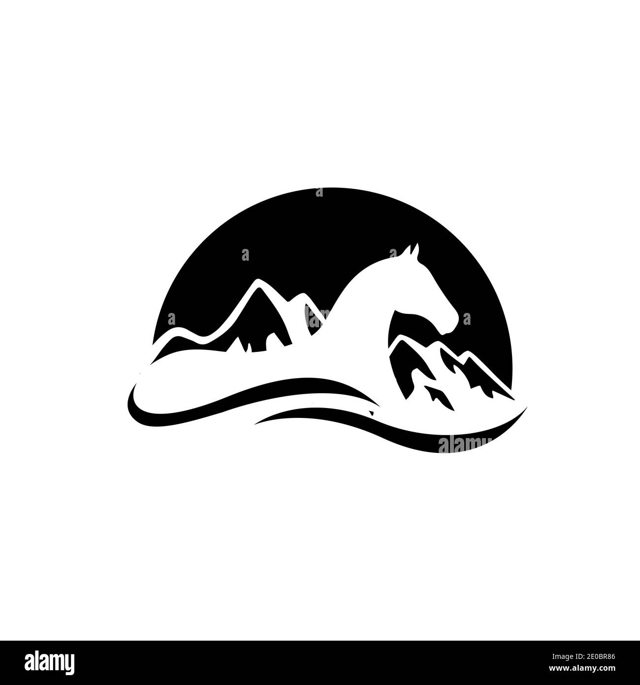 Schwarzer Hengst Pferdekopf Logo Vektor Symbol die Silhoutte von Schwarzes Pferd in Natur Illustration Design Stock Vektor