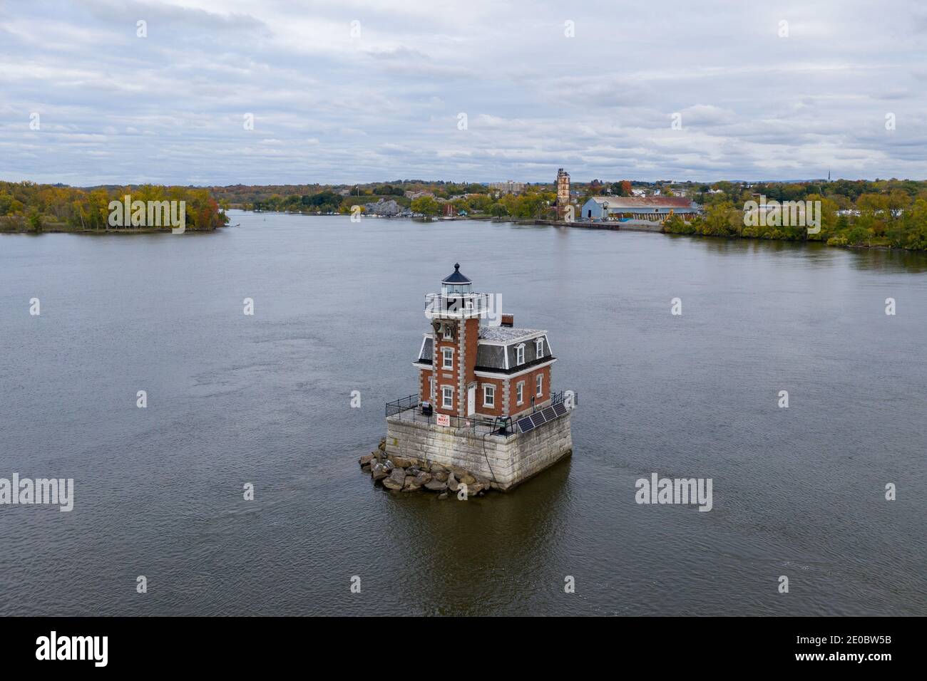 Der Hudson Athens Lighthouse, manchmal auch Hudson City Light genannt, ist ein Leuchtturm am Hudson River im Bundesstaat New York Stockfoto