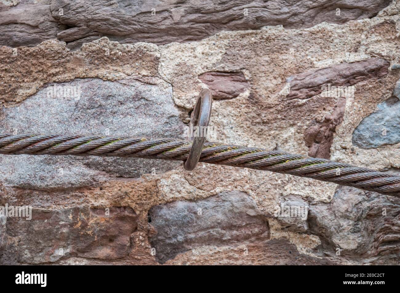 Metallkettengeländer, Schloss von Cardona, Katalonien, Spanien Stockfoto
