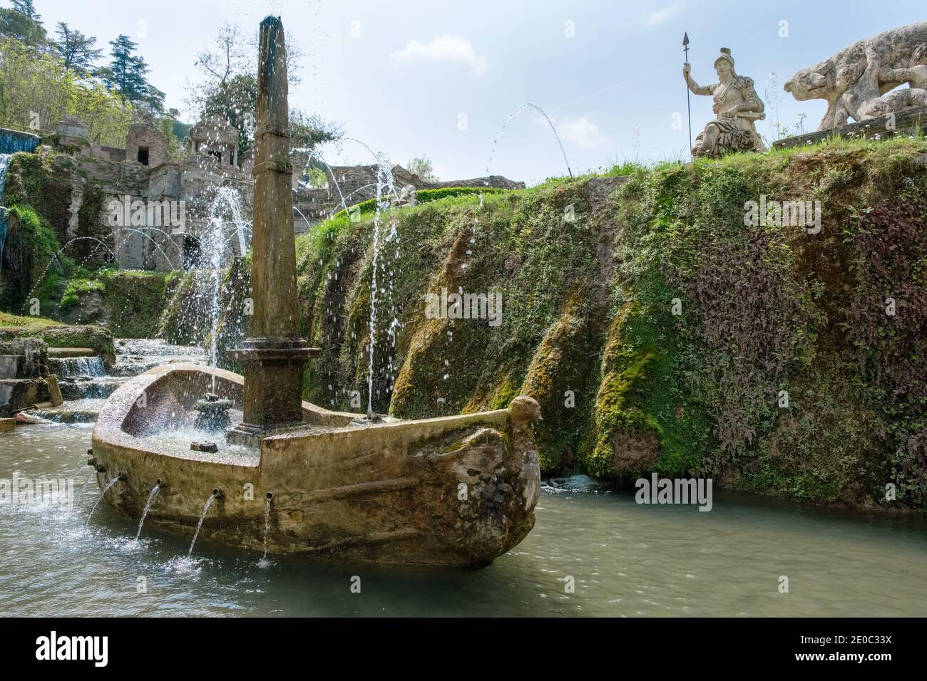 Der Brunnen von Rometta (Fontana di Rometta) entworfen von Pirro Ligorio im Garten der Villa d'Este, Tivoli, Italien Stockfoto
