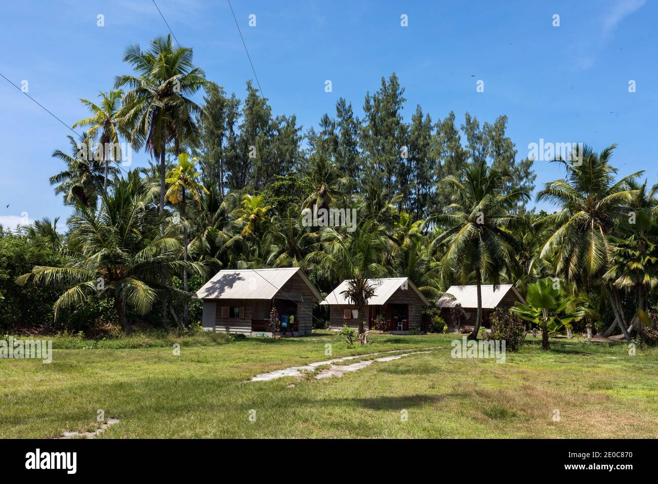 Bird Island; Dorf; Seychellen Stockfoto