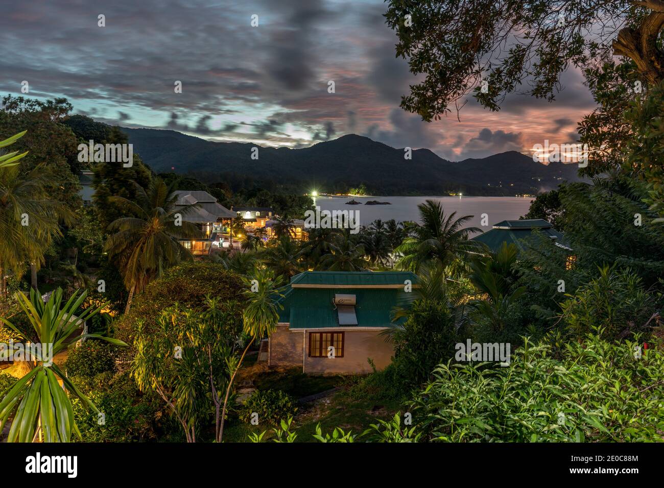 Praslin; L'Archipal Hotel; Seychellen Stockfoto