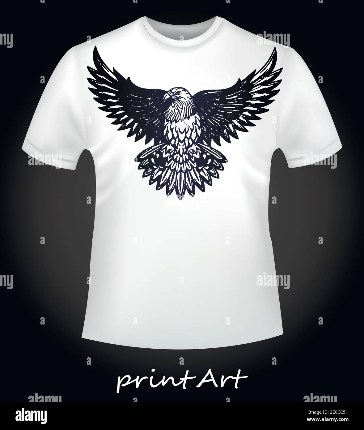 Weißes T-Shirt mit einem Greifvogel Stock Vektor