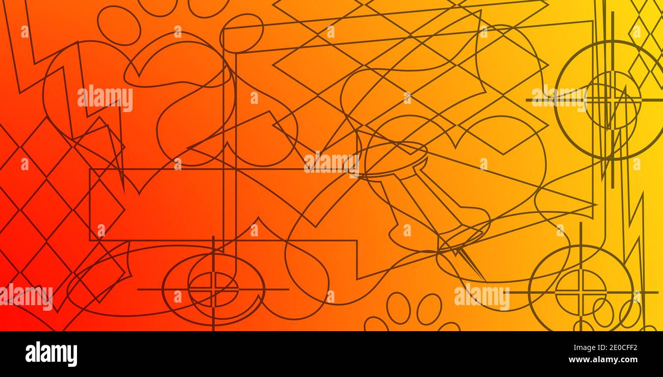 Abstrakter orangefarbener Gradient-Hintergrund mit trendigem geometrischem Grafikdesign. Stockfoto