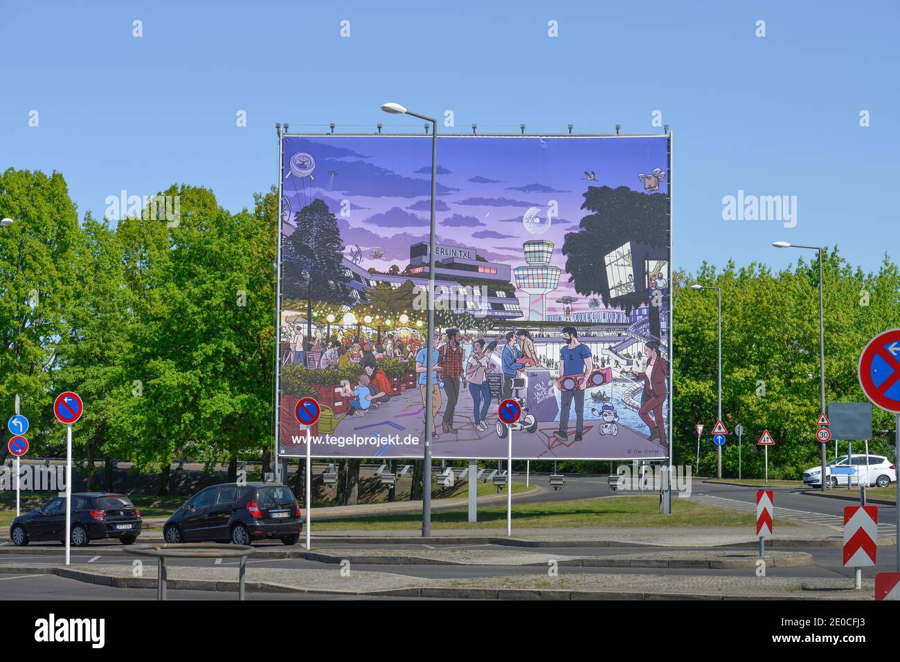 Schild Tegelprojekt, Flughafen Tegel, Reinickendorf, Berlin, Deutschland Stockfoto