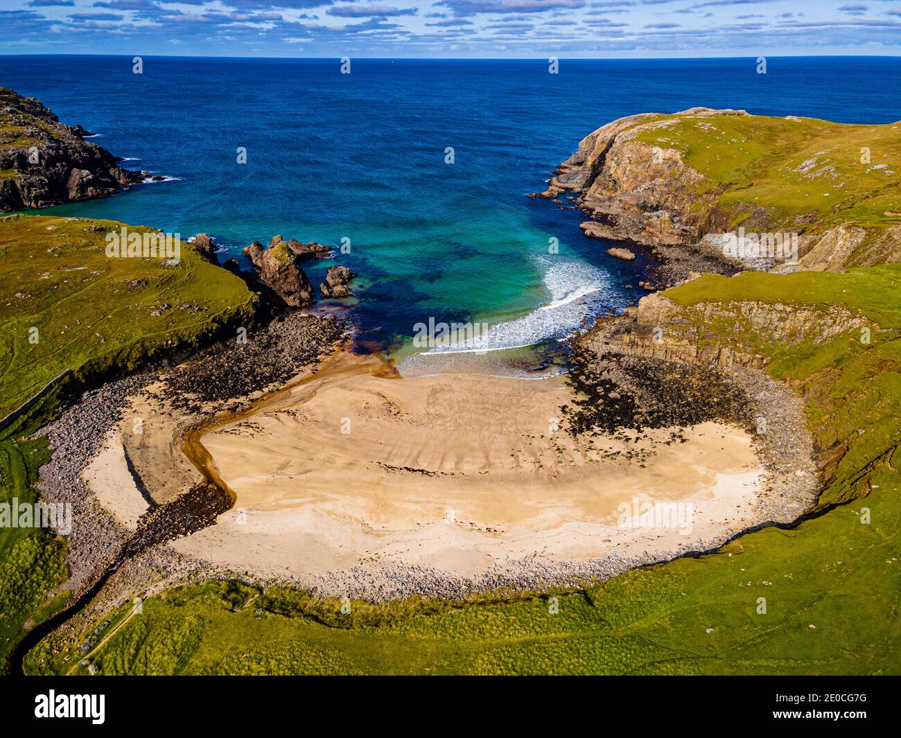 Luftaufnahme des Dailbeag Strandes, Isle of Lewis, Äußere Hebriden, Schottland, Vereinigtes Königreich, Europa Stockfoto