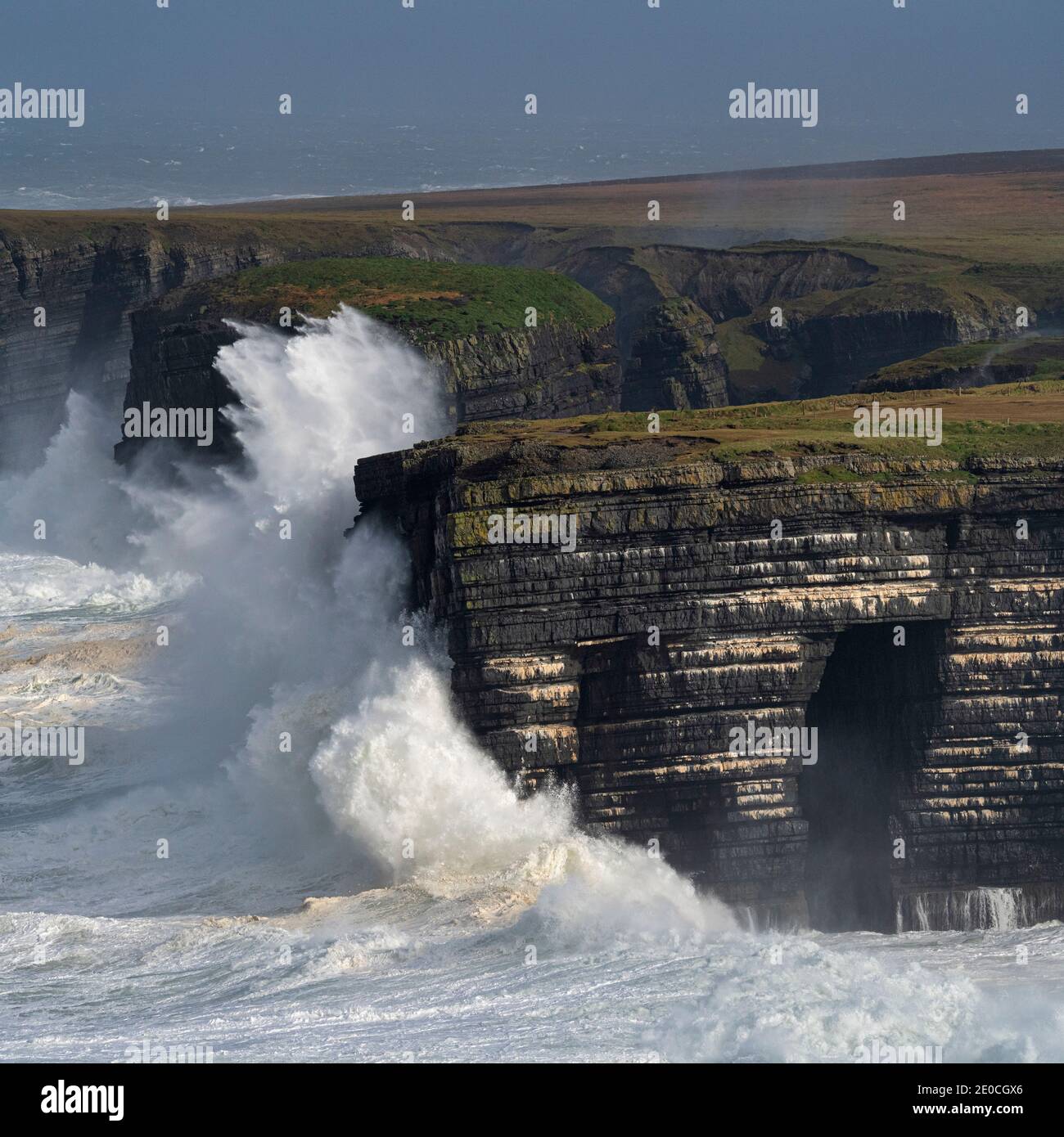 Sturmflut, Loop Head, County Clare, Münster, Republik Irland, Europa Stockfoto