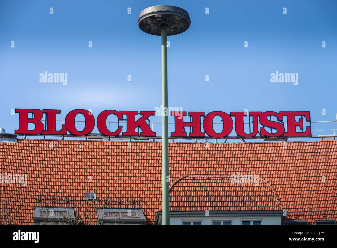 Werbung, Block House, Theodor-Heuss-Platz, Westend, Charlottenburg, Berlin, Deutschland Stockfoto