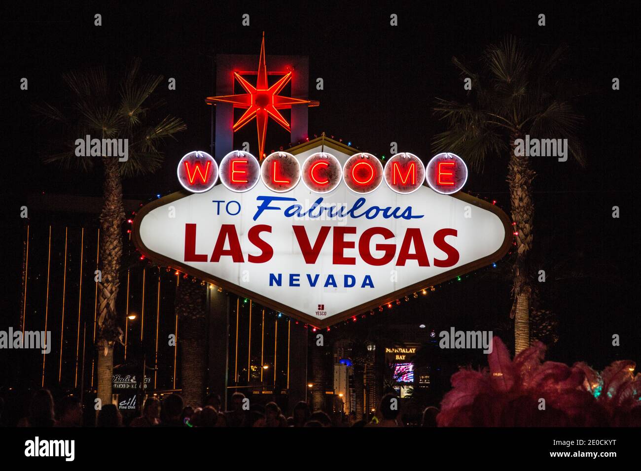 Beleuchtetes Begrüßungsschild in Las Vegas Stockfoto